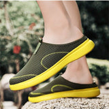 Zapatillas medias de malla transpirable para hombres, zapatos de los perezosos, sandalias casuales suaves, ligeras con suela elastica y transpirable para el verano