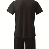 Conjunto para hombres de camiseta con mangas cortas y pantalones cortos casuales con bloque de color