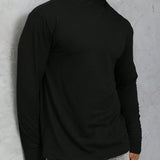 Camiseta de manga larga y cuello pequeno para hombre en color solido y casual para la primavera