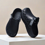 Zapatos de verano para hombre, zapatillas de playa negras EVA comodas y antideslizantes con suela gruesa para exteriores de moda y huecos