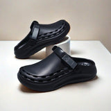 Zapatos de verano para hombre, zapatillas de playa negras EVA comodas y antideslizantes con suela gruesa para exteriores de moda y huecos