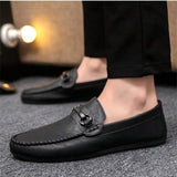 Nuevos Mocasines versatiles estilo britanico para hombres para Primavera y Verano, zapatos casuales sin cordones para conducir y negocios