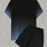 Conjunto de playera de cuello redondo para hombres con mangas cortas y pantalones cortos con cordon