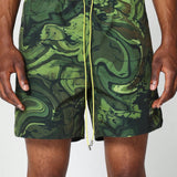 SUMWON Short de bano de hombre de nailon verde con grafico impreso