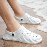 Sandalias para hombre con punta abierta, zapatos con agujeros transpirables para exteriores y suelas gruesas antideslizantes para la playa de verano