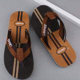 Sandalias informales para hombres, chanclas de verano para exteriores en la playa con fondo arcoiris y color caqui, tamano grande 40-45