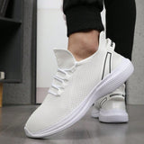 Zapatos deportivos de hombre blancos de moda con viento transpirable para correr, zapatos comodos de entrenamiento de ocio, zapatos de fitness para hombres