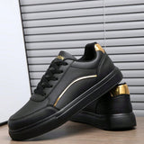 Zapatos clasicos negros de skate para hombres, adecuados para caminar diariamente y multiples ocasiones con suela antideslizante y brillante de metal, zapatos casuales deportivos