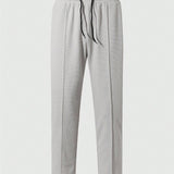 Pantalones de chandal casuales de cuadros de panal de cintura con cordon de unicolor para hombre