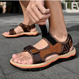 Sandalias de cuero para hombres de verano en la playa Sandalias de gladiador para hombres Sandalias deportivas para exteriores Zapatos de verano para hombres Tallas grandes 38-47