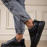 Zapatos deportivos casuales para hombres nuevos, talla grande. Zapatillas negras para parejas