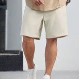 Manfinity Homme Shorts clasicos y sencillos de talla grande para hombre, de moda y versatiles