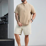 Manfinity Homme Shorts clasicos y sencillos de talla grande para hombre, de moda y versatiles