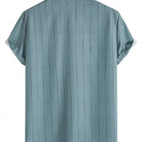 Camisa de verano casual para hombre con bloques de colores y rayas en las mangas cortas