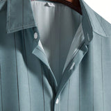 Camisa de verano casual para hombre con bloques de colores y rayas en las mangas cortas