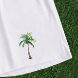 NEW Conjunto de 2 piezas de verano para hombre con camiseta de manga corta con estampado de arbol de coco y shorts