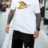 Conjunto de camiseta de manga corta y pantalones cortos con dibujo de oso de peluche para hombre