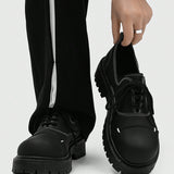 Zapatos de aumento de altura para hombres con suela gruesa, nuevo estilo de primavera, zapatos de trabajo de negocios negros de alta calidad, todo combinado, zapatos derby de punta redonda de estilo britanico