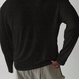 Camiseta de manga larga para hombre de medio cierre de ocio con unicolor y moda