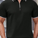 Camisa Polo Casual De Punto Con Cremallera Para Hombres