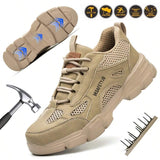 Zapatos De Trabajo De Seguridad Para Hombres Con Puntera De Acero, Diseno Transpirable, A Prueba De Golpes Y Pinchazos, Adecuados Para Actividades Deportivas