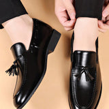 Zapatos Clasicos con Estilo Tassel y Estilo Britanico Casuales de Ponerse sin Cordones y de Moda Coreana para Hombres