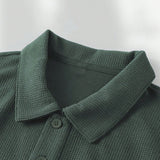 Camisa De Polo Casual De Verano Para Hombre Con Botones Texturizados Y Media Tapeta Y Bolsillo En El Pecho
