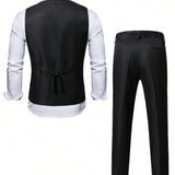 Manfinity Mode Conjunto De Chaleco Y Pantalones Casuales De Traje De Hombre Con Abotonado Simple Monocromatico