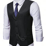 Manfinity Mode Conjunto De Chaleco Y Pantalones Casuales De Traje De Hombre Con Abotonado Simple Monocromatico