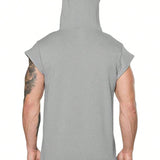 Camiseta de manga corta con capucha de unicolor para hombre