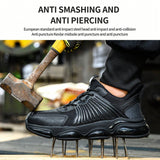 NEW Zapatos de seguridad con punta de acero para hombres, suela anti-aplastamiento suave y liviana, parte superior transpirable, zapatos de trabajo de fabrica de construccion