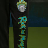 Rick and Morty X  Pantalones casuales negros sueltos de punto con estampado de caricaturas para hombre, de otono