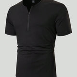 NEW Manfinity Homme Camiseta de unicolor con cuello con cremallera de moda para hombre para usar de forma casual