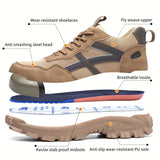 NEW Zapatos de seguridad comodos para hombres con punta de acero a prueba de pinchazos, a prueba de golpes, antiolor, ligeros, transpirables y comodos para trabajos de construccion y fabrica