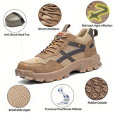 NEW Zapatos de seguridad comodos para hombres con punta de acero a prueba de pinchazos, a prueba de golpes, antiolor, ligeros, transpirables y comodos para trabajos de construccion y fabrica