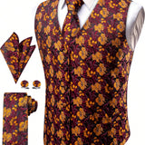 Chaleco De Traje De Jacquard Floral De Un Solo Pecho Para Hombres