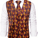 Chaleco De Traje De Jacquard Floral De Un Solo Pecho Para Hombres