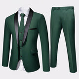 NEW CLOUDSTYLE Conjunto de traje de negocios con chaqueta de manga larga con cuello chal y pantalones de bloques de color para hombres, ideal para viajes de negocios.