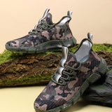 NEW Zapatillas casuales con camuflaje y malla para primavera y verano. Zapatos deportivos antideslizantes y de senderismo transpirables de moda para hombre. Zapatos deportivos resistentes para exteriores y trabajo.