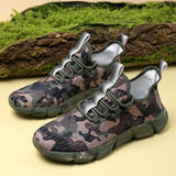 NEW Zapatillas casuales con camuflaje y malla para primavera y verano. Zapatos deportivos antideslizantes y de senderismo transpirables de moda para hombre. Zapatos deportivos resistentes para exteriores y trabajo.