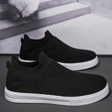 NEW Zapatos de hombre unicolor negro estilo papa para uso casual, confortables, antideslizantes, anti-olor y transpirables, adecuados para conducir y hacer deporte.