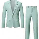 NEW Manfinity Hypemode Conjunto de blazer y pantalon de traje simple para hombre, de color puro