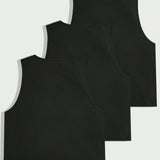 Manfinity Hypemode Conjunto de tanque casual de cuello redondo de talla grande para hombre tejido en unicolor negro
