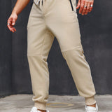 Manfinity Homme Pantalones de chandal para hombre de unicolor con cintura ajustable mediante cordon, cierre con cremallera, bolsillos oblicuos