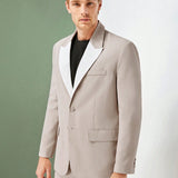 NEW Manfinity ModaGents Hombres Traje informal con chaqueta de solapa de bloque de color y pantalones largos unicolor