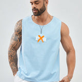 Manfinity EMRG Camiseta de tirantes tejida para hombre con grafico de letras, ideal para verano y gimnasio