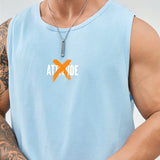 Manfinity EMRG Camiseta de tirantes tejida para hombre con grafico de letras, ideal para verano y gimnasio