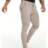 Pantalones chinos de cuadros para hombres Pantalon de vestir ajustado elastico Resistente a las arrugas Pantalones formales plisados