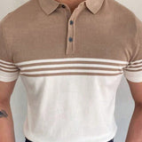 Camiseta de manga corta de punto casual para hombres con bloques de color para usar diariamente en primavera y verano