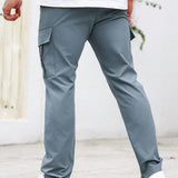 LEGND Pantalones largos casuales de unicolor con cordon y bolsillos